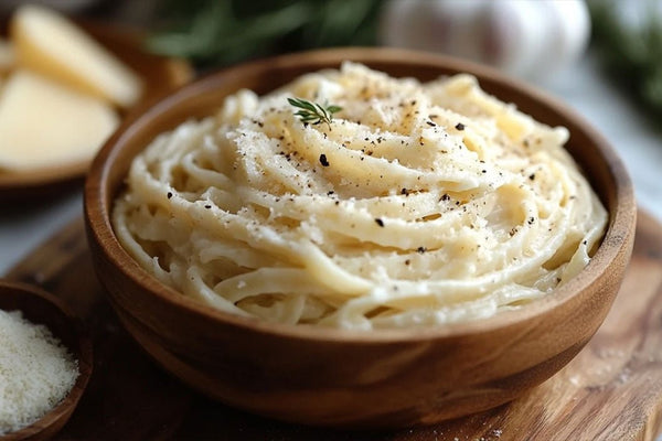 Sauce de pâtes blanches crémeuses décadents avec de l'ail