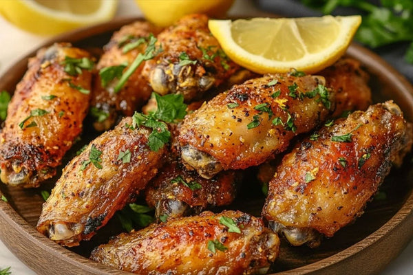 Ailes de poulet au poivre au citron piqué et croustillant