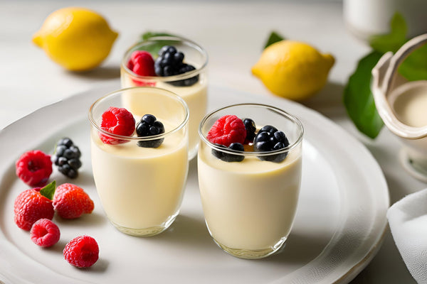 Posset crémeux au citron avec des baies fraîches