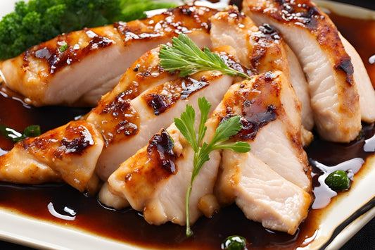 Poitrine de poulet juteuse dans une marinade teriyaki