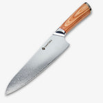 Haruta Couteau de chef Gyuto japonais en acier de Damas VG10 de 8 pouces avec manche en bois et fourreau