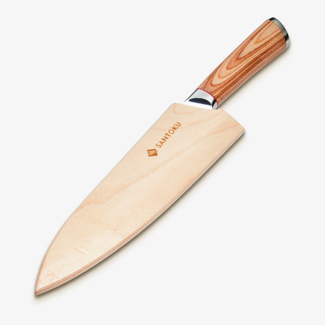 Haruta Couteau de chef Gyuto japonais en acier de Damas VG10 de 8 pouces avec manche en bois et fourreau