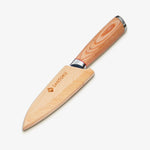 Haruta Couteau d'office japonais en acier damas VG10 de 4 pouces avec manche en bois et fourreau