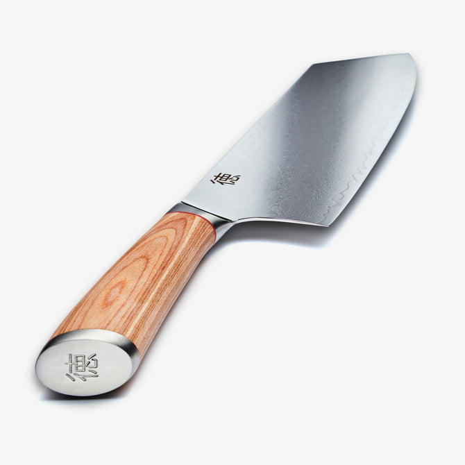 Haruta Couteau Nakiri japonais en acier de Damas VG10 de 7 pouces avec manche en bois et fourreau