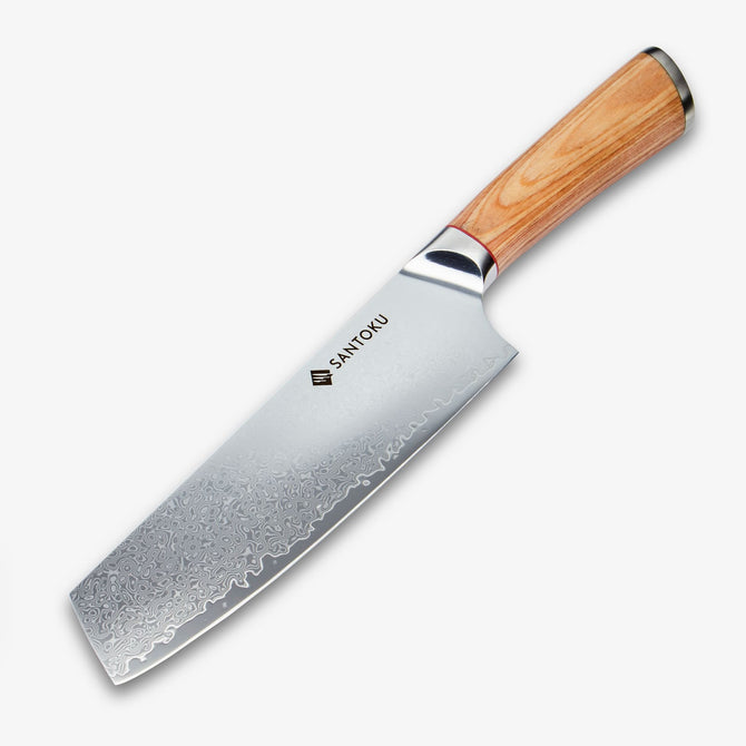 Haruta Couteau Nakiri japonais en acier de Damas VG10 de 7 pouces avec manche en bois et fourreau
