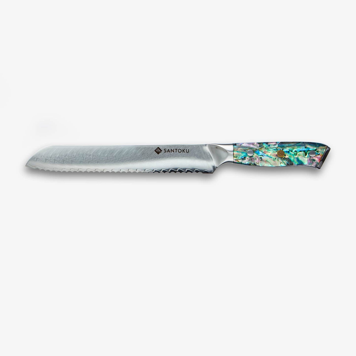 Chikashi (ちかし) Couteau en acier Damas avec poignée d'ormeaux