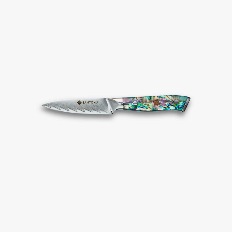 Ensemble de couteaux en acier Chikashi Damas avec manche en ormeau