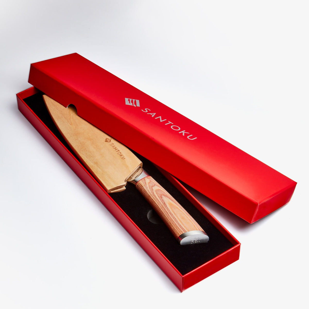 Haruta Couteau Santoku japonais en acier de Damas VG10 de 7 pouces avec manche en bois et fourreau