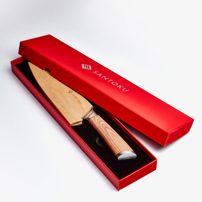 Haruta Couteau Santoku japonais en acier de Damas VG10 de 7 pouces avec manche en bois et fourreau