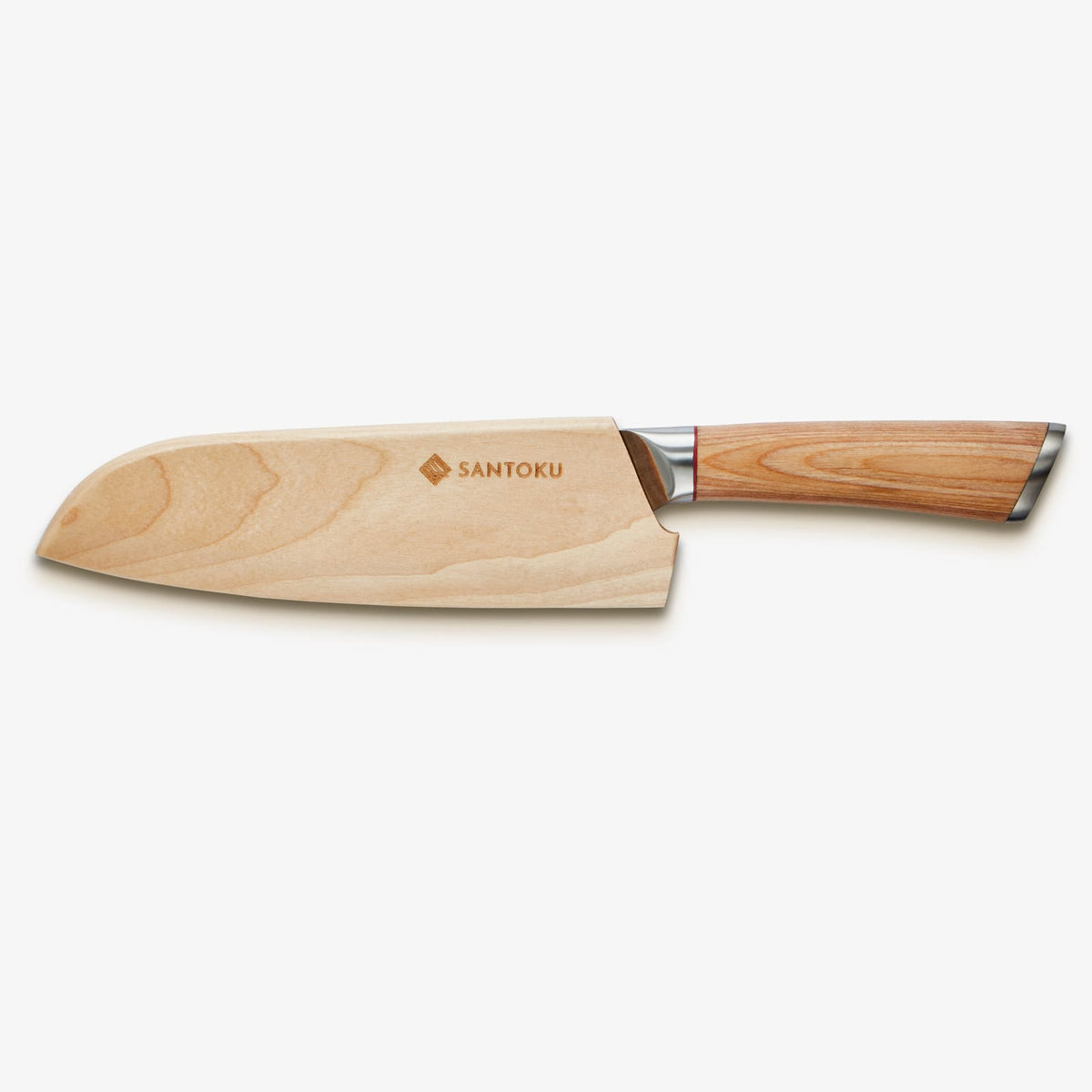 Haruta Couteau Santoku japonais en acier de Damas VG10 de 7 pouces avec manche en bois et fourreau