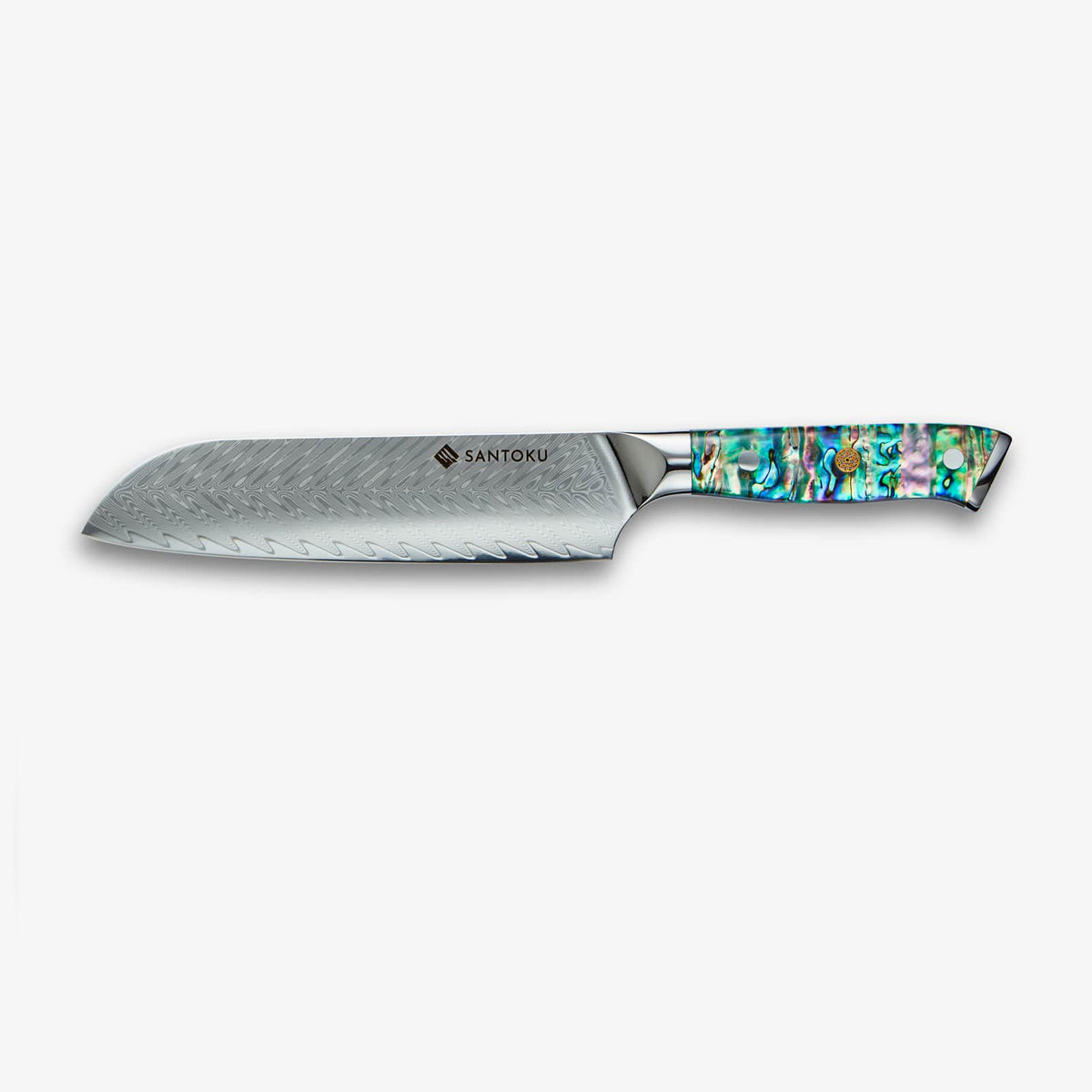 Ensemble de couteaux en acier Chikashi Damas avec manche en ormeau