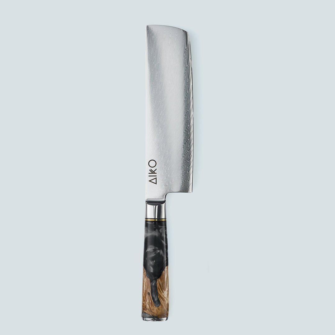 Aiko Black (あいこ, アイコ) Damas Steel Couteau avec poignée de résine noire colorée