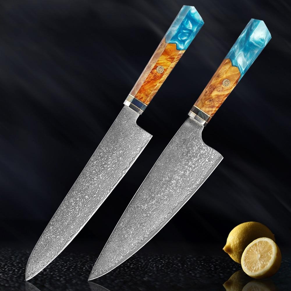 Couteaux en acier de Makito Damas avec poignée de résine bleue colorée