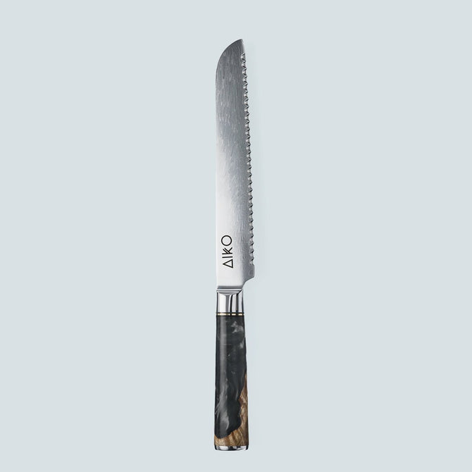 Aiko Black Damascus Steel Knife with Coloured Black Resin Handle