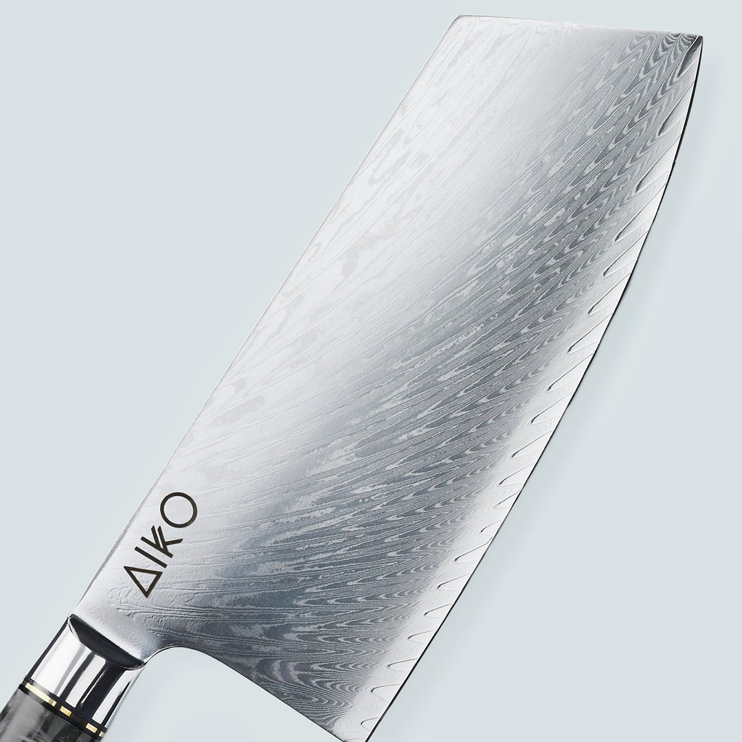 Aiko Black (あいこ, アイコ) Damas Steel Couteau avec poignée de résine noire colorée