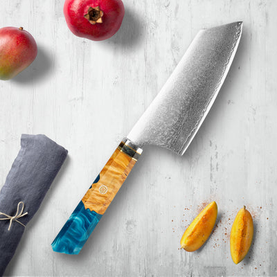 Couteaux en acier de Makito Damas avec poignée de résine bleue colorée